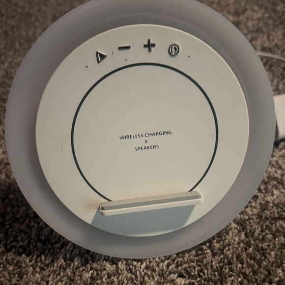 White Wireless Charging Speaker with Controls - Picture 2 of 4